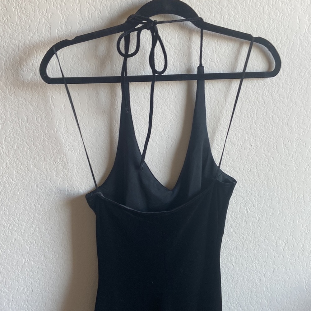 VINTAGE Y2K black halter tie velvet dress - Picture 6 of 12